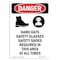 Signmission OSHA Danger Sign, Hard Hats Safety Glasses, 24in X 18in Aluminum, 18" W, 24" H, Portrait OS-DS-A-1824-V-1295 - alternate 1